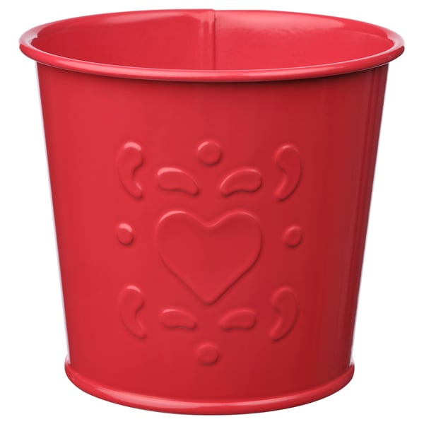 VINTERFINT plant pot, heart pattern red, 9 cm IKEA