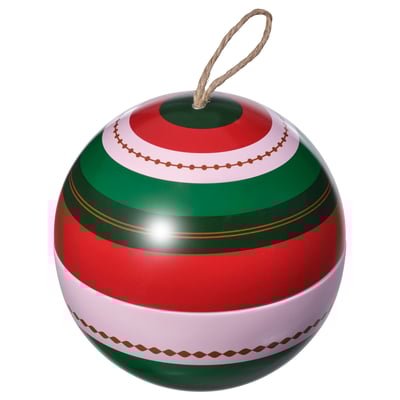 VINTERFINT Scented candle in metal tin, bauble/Warm spices green, 28 hr