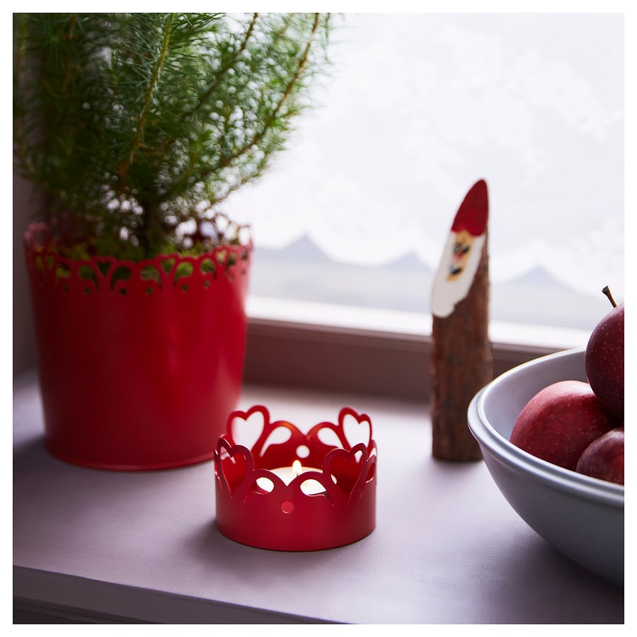 VINTERFINT Tealight holder, red, 5 cm IKEA