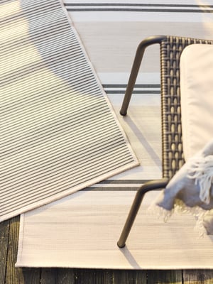 VIRKLUND Rug flatwoven, in/outdoor, white/beige/dark grey, 80x150 cm - IKEA