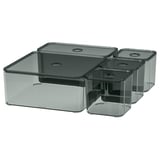 VISSLAÅN Box with lid, set of 5, grey