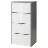 VISTHUS Chest of 6 drawers, grey/white, 63x126 cm