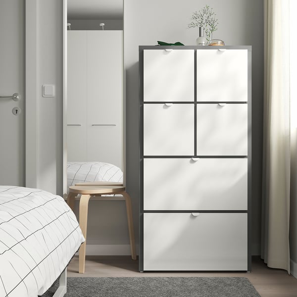 VISTHUS Chest of 6 drawers, grey/white, 63x126 cm