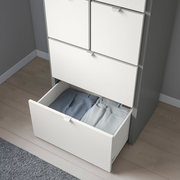 VISTHUS Chest of 6 drawers, grey/white, 63x126 cm