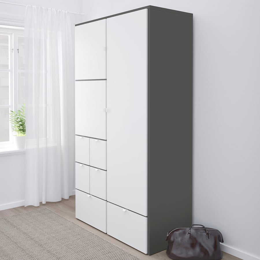 VISTHUS Wardrobe, grey/white, 122x59x216 cm IKEA