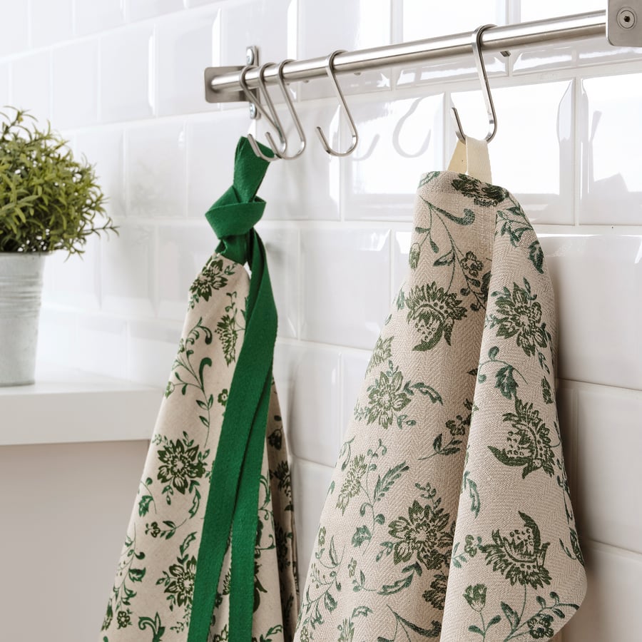 VITNOPPA Tea towel, floral pattern/green, 45x60 cm IKEA