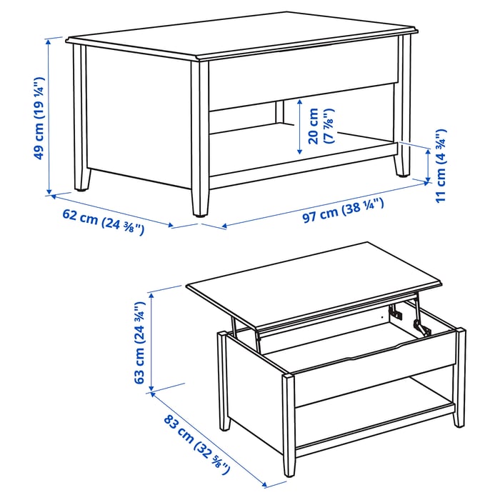 VITTERYD adjustable coffee table, white, 97 cm - IKEA UK