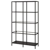 VITTSJÖ Shelving unit, black-brown/glass, 100x175 cm