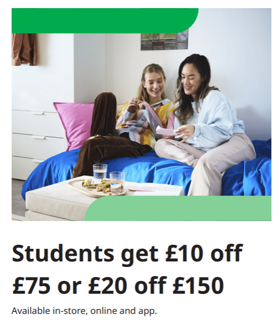 Students get £10 off a £75 spend.