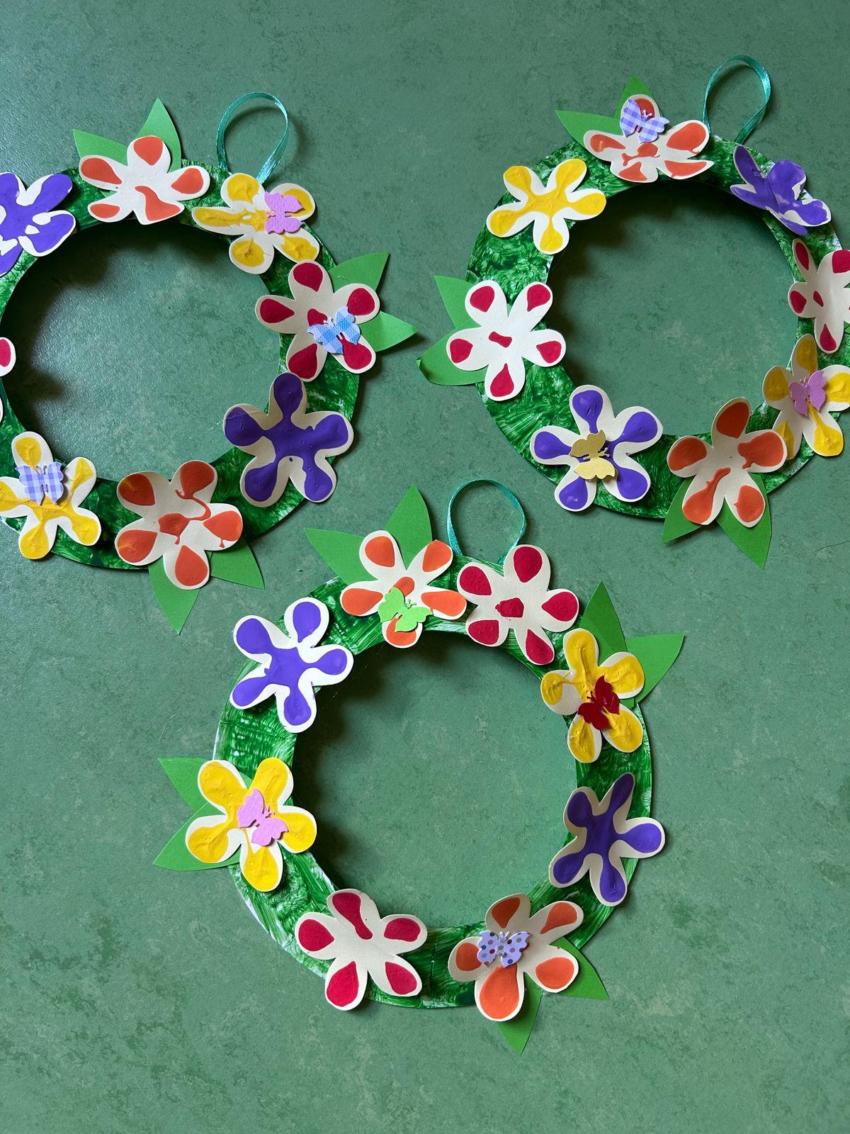 Spring flower paper wreaths