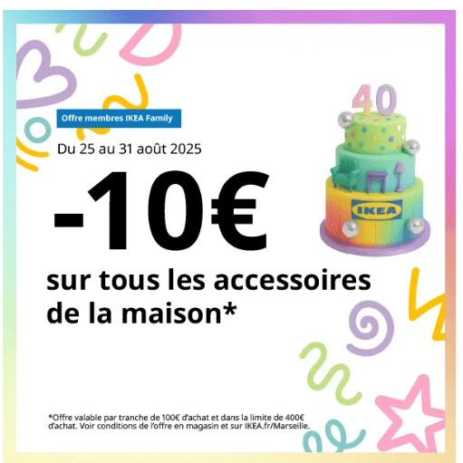 - 10€ sur les accessoires maison