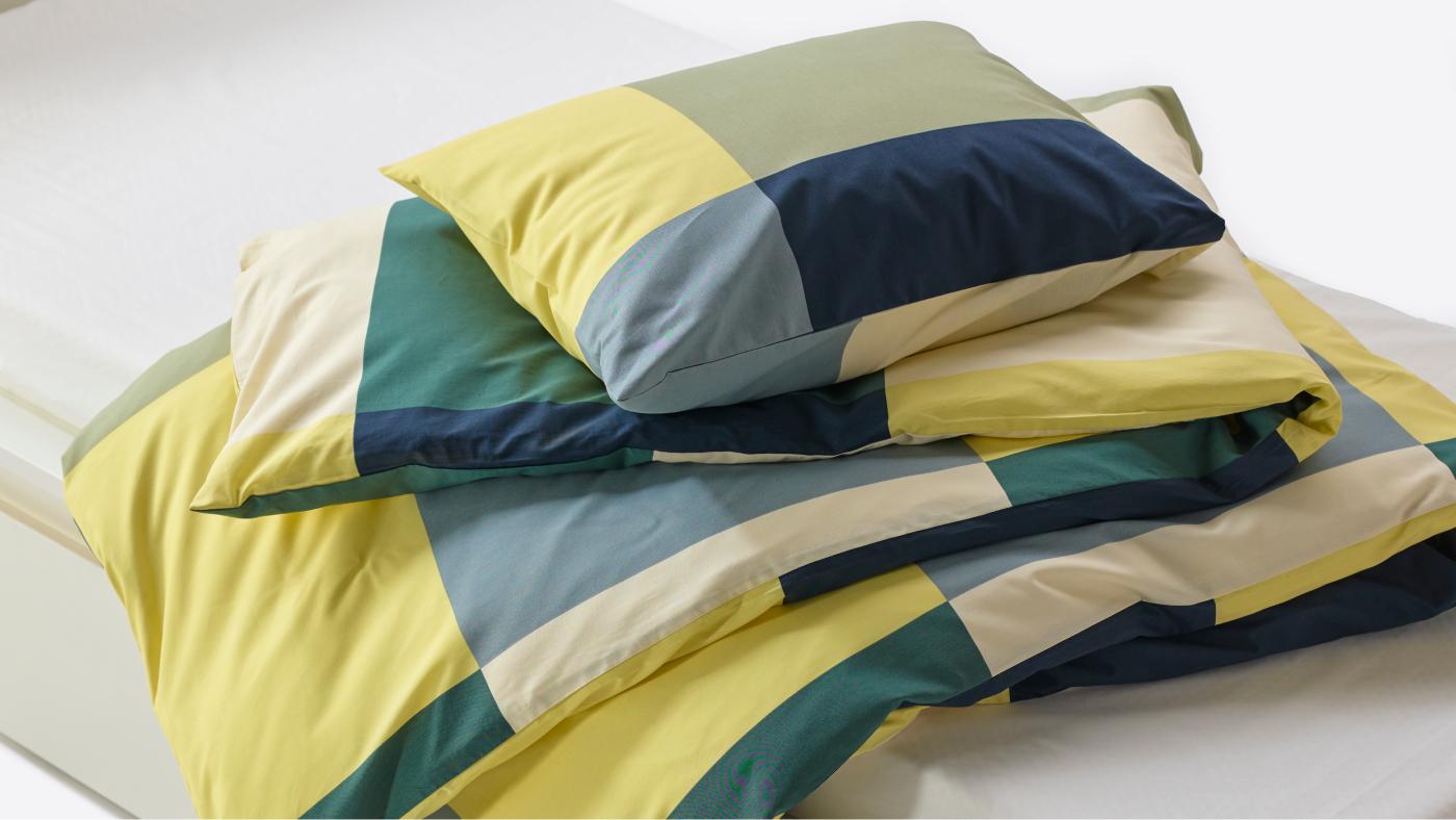 IKEA KARRDUNORT Full/Queen Duvet Cover Set Dark Green Floral With 2 Pillowcases
