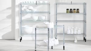 ① IKEA イケア OMAR オマル 3段スチールラック シルバー カバー付き OMAR オマル 1シェルフセクション, 92x36x181 cm - IKEA