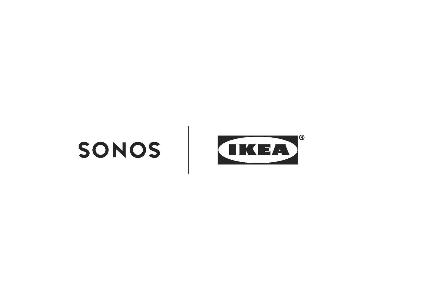 The SONOS and IKEA logo in black and white.