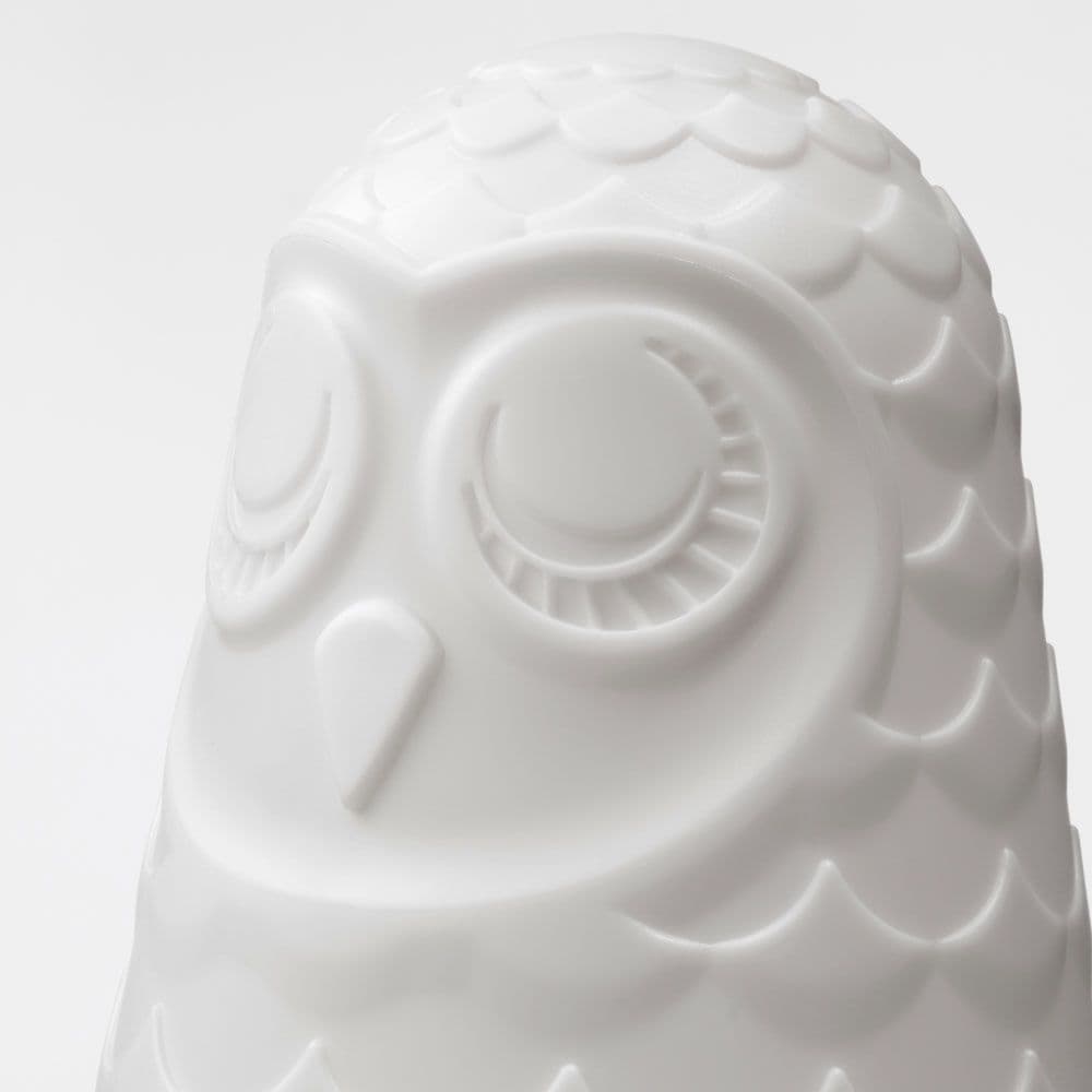 Close-up of owl face of IKEA SOLBO table lamp