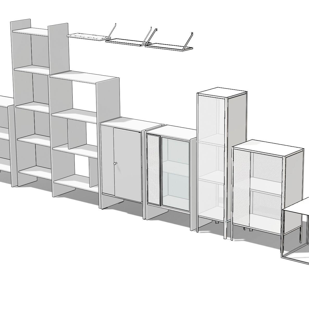 3D renderings of BAGGEBO storage funiture.