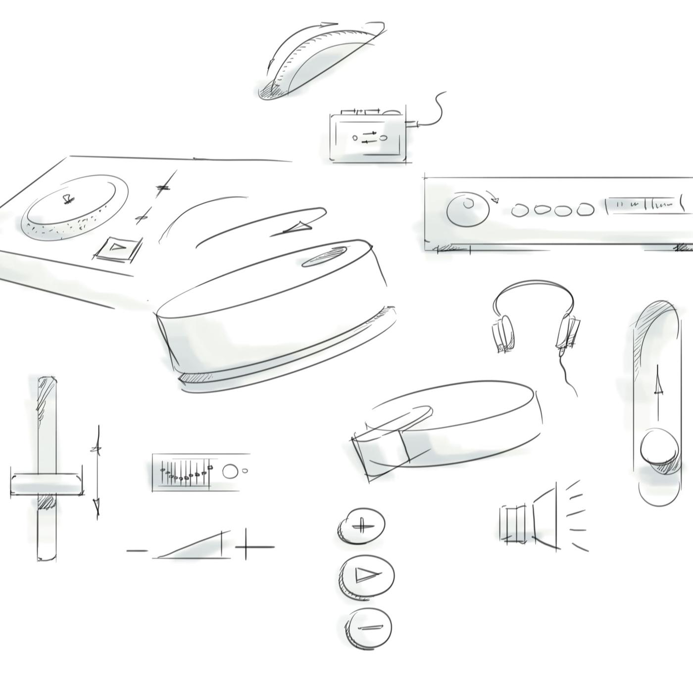 A design sketch of products in the IKEA Home smart system.