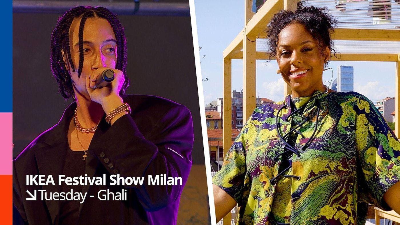 Italian rapper Ghali and IKEA Festival host, Amie Bramme Sey.