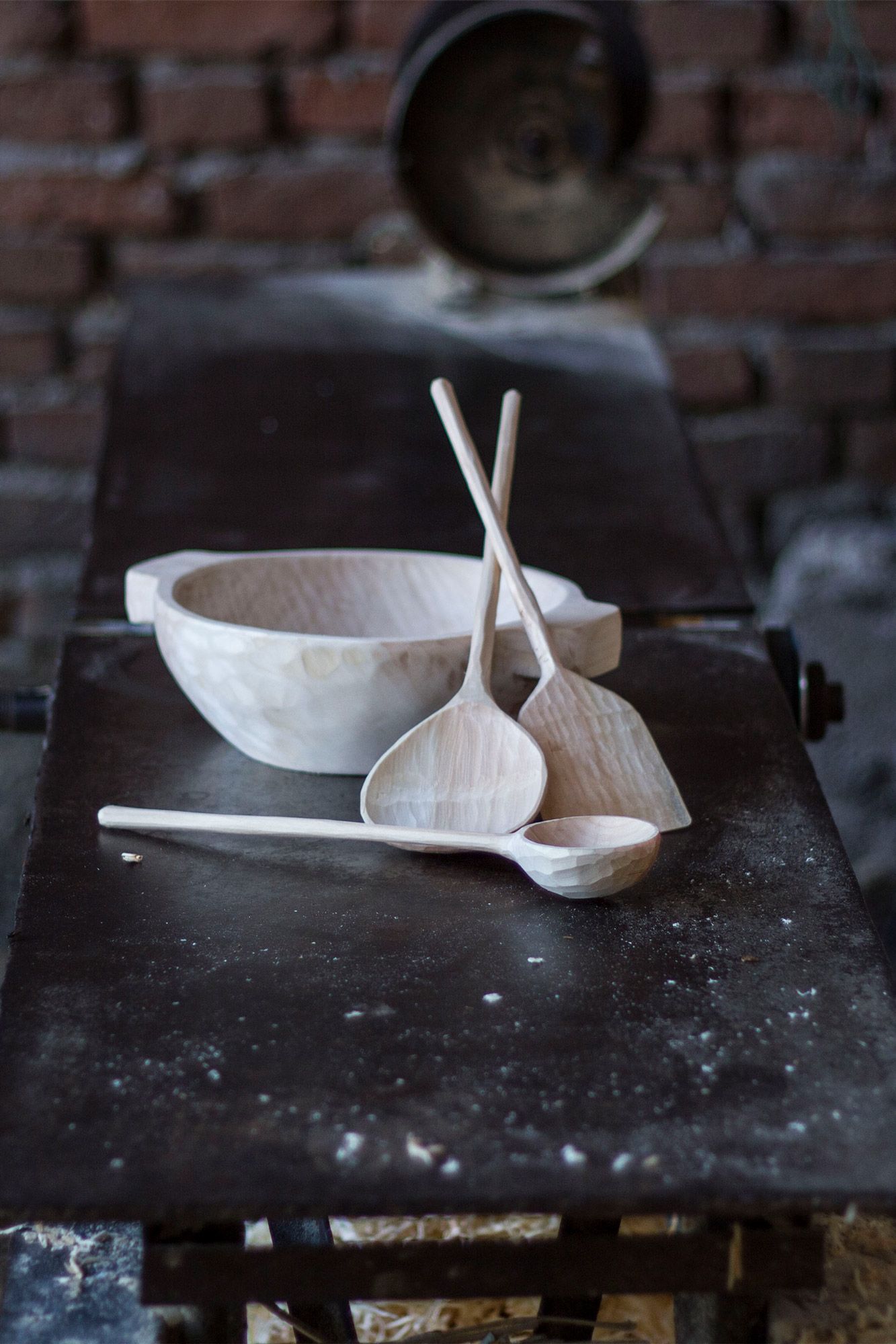 Hand-carved wooden objects.