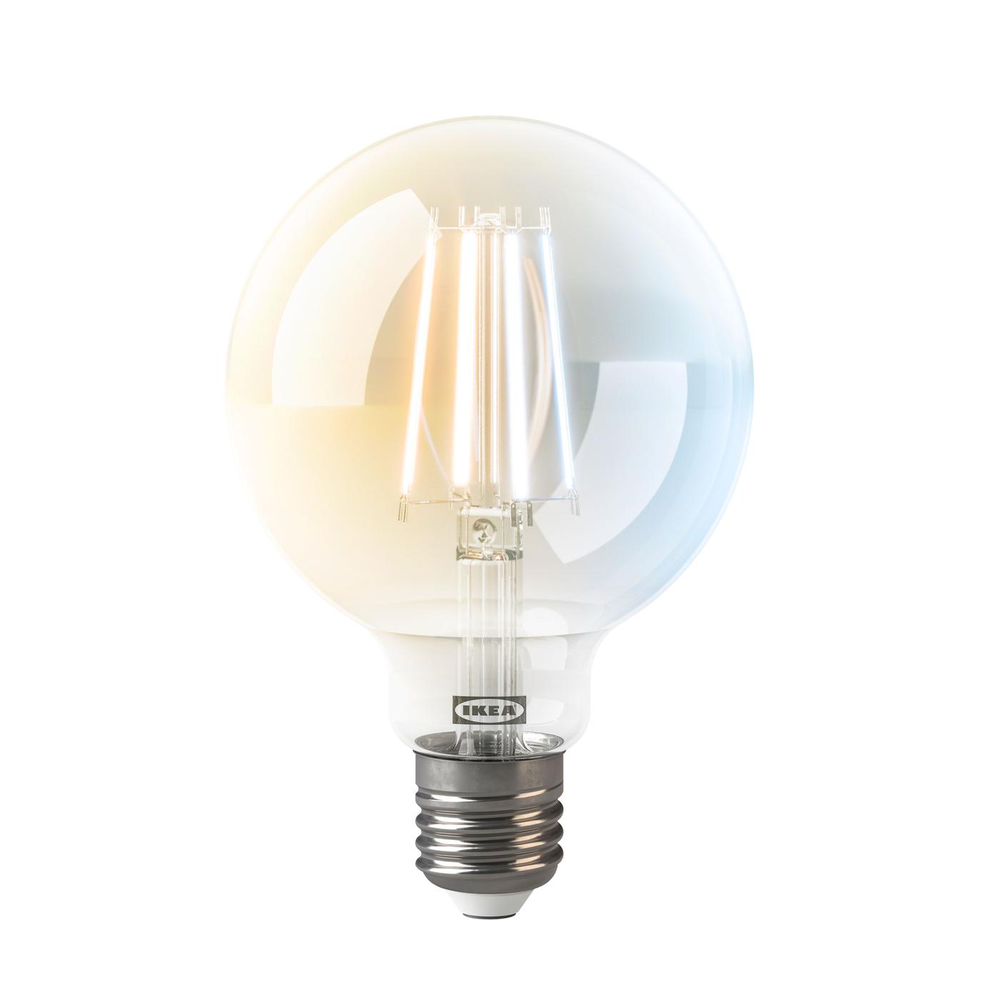 A large clear glass decorative bulb shown against a transparent background.