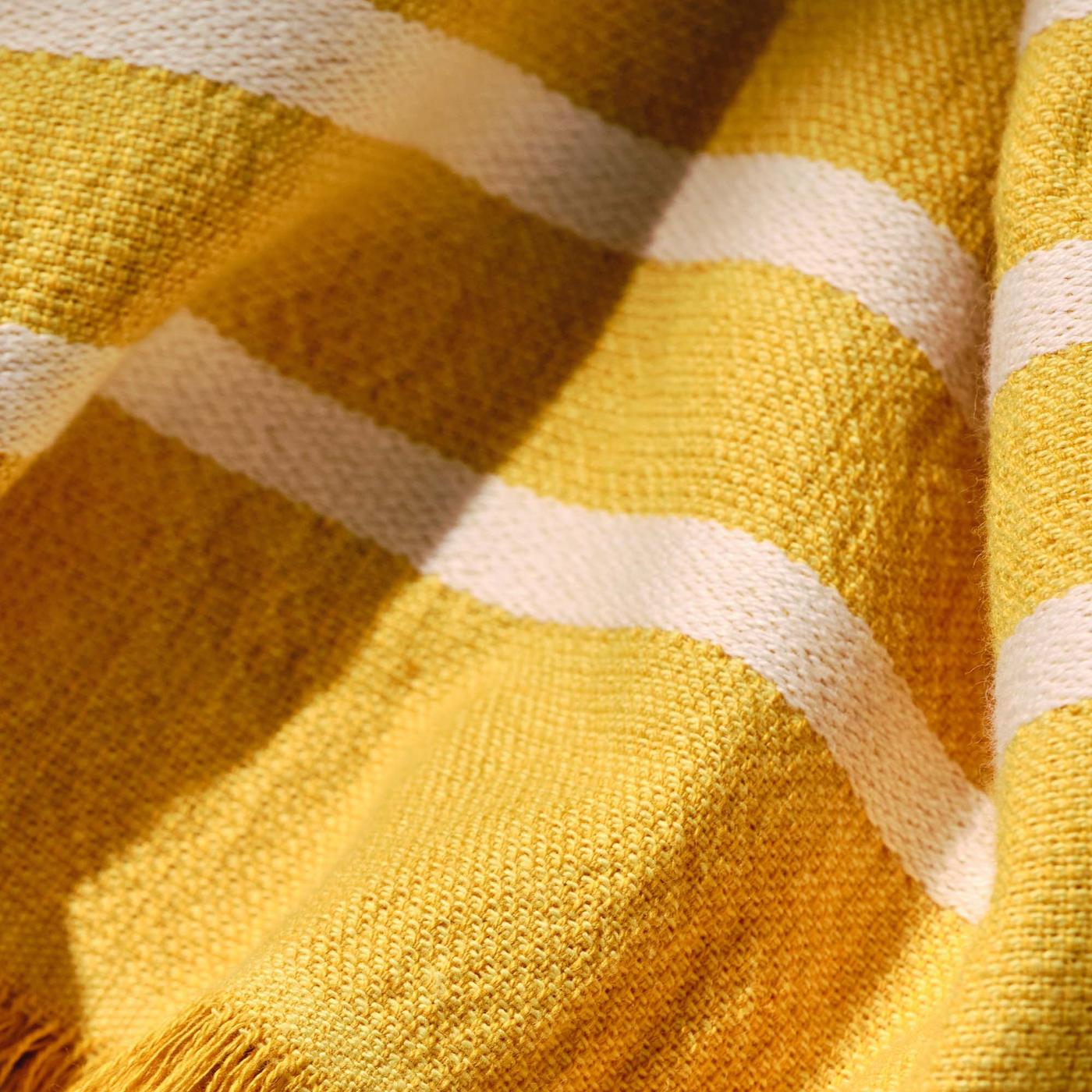 A close-up of a yellow BRÖGGAN bath sheet.
