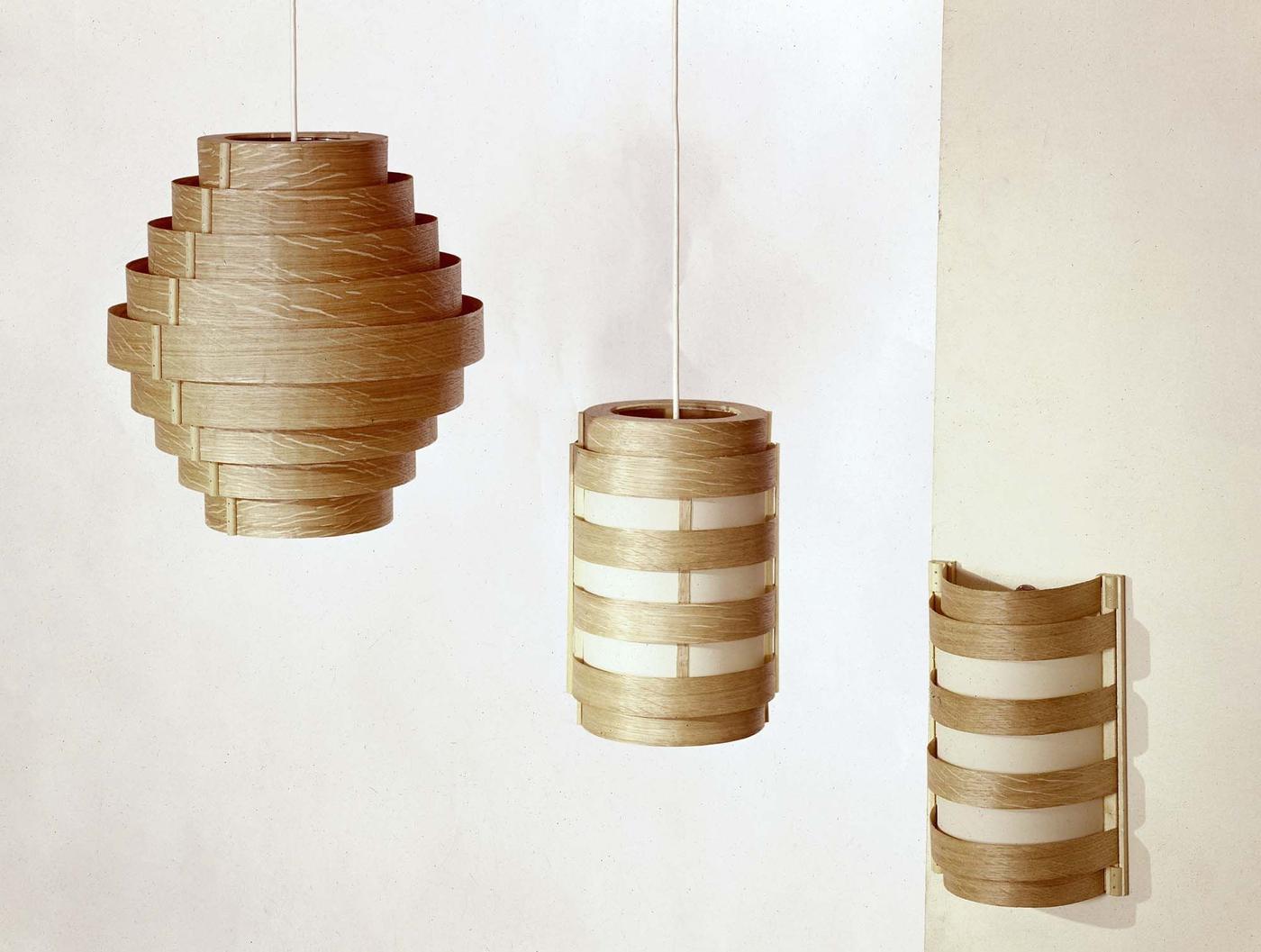 An image from the 1964 IKEA Catalogue featuring A TIVOLI lampshade and SPAN lampshades in wood.