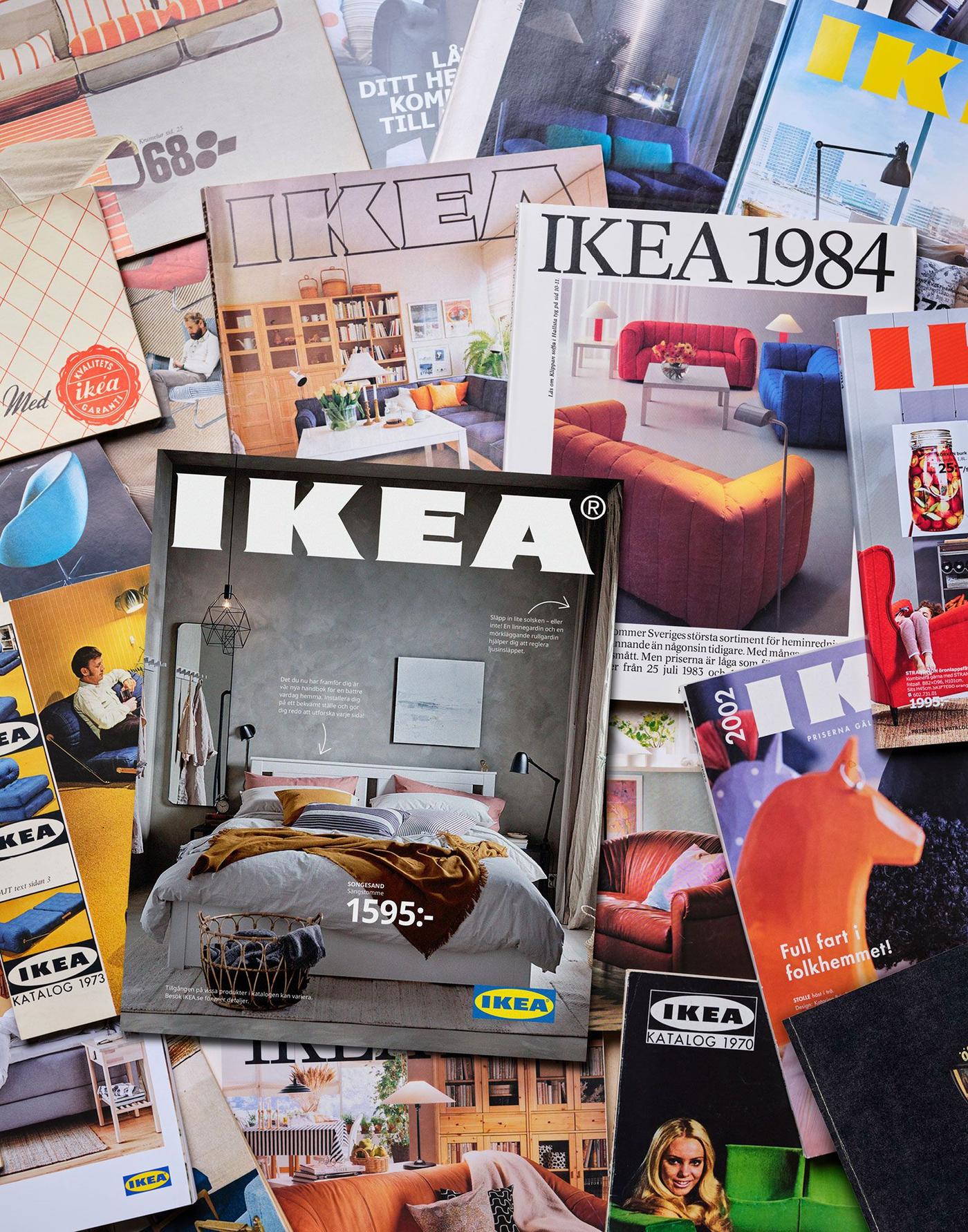 A mix of IKEA catalogues from different years.