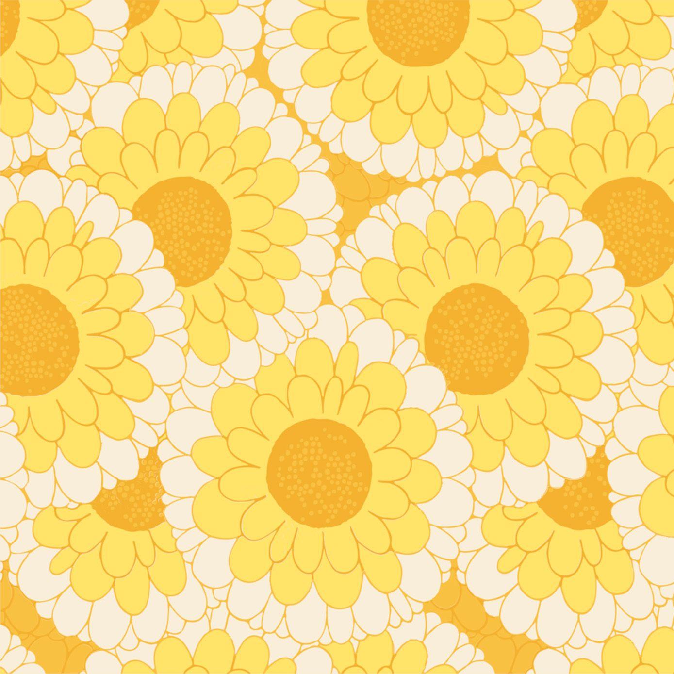 A yellow, white and orange floral pattern.