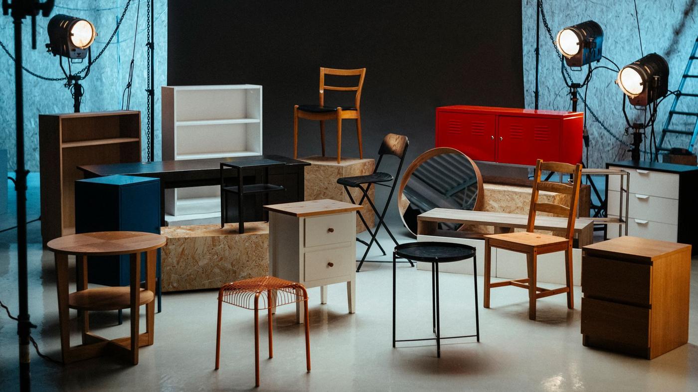 The pieces of rescued furniture from the IKEA Norway Trash Collection.