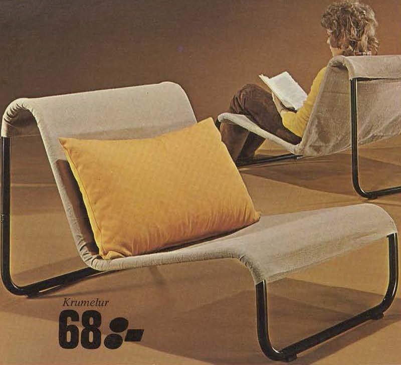 A woman sits on a KRUMELER chair, behind another KRUMELER chair.