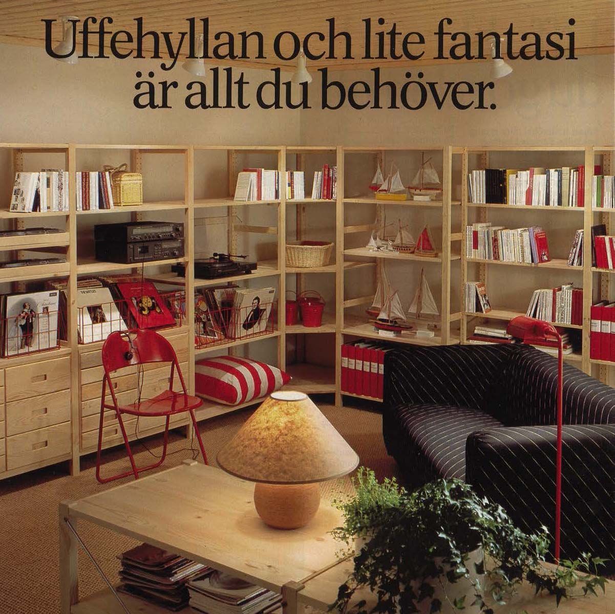 A corner shelving unit in the 1983 IKEA Catalogue.