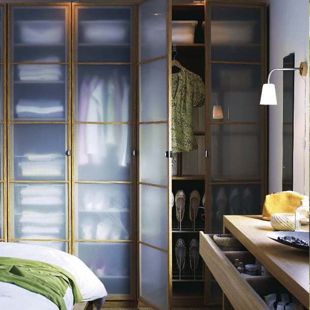 The 2008 IKEA catalogue, showing a built-in wardrobe with frosted transparent doors.