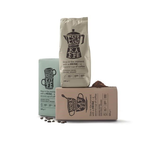 Three packages of coffee.