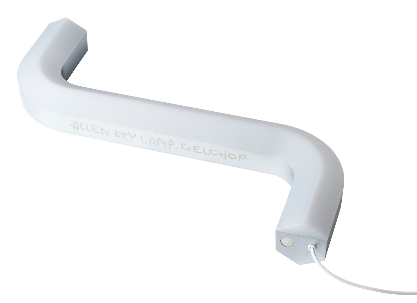 A white allen key light on a white background.