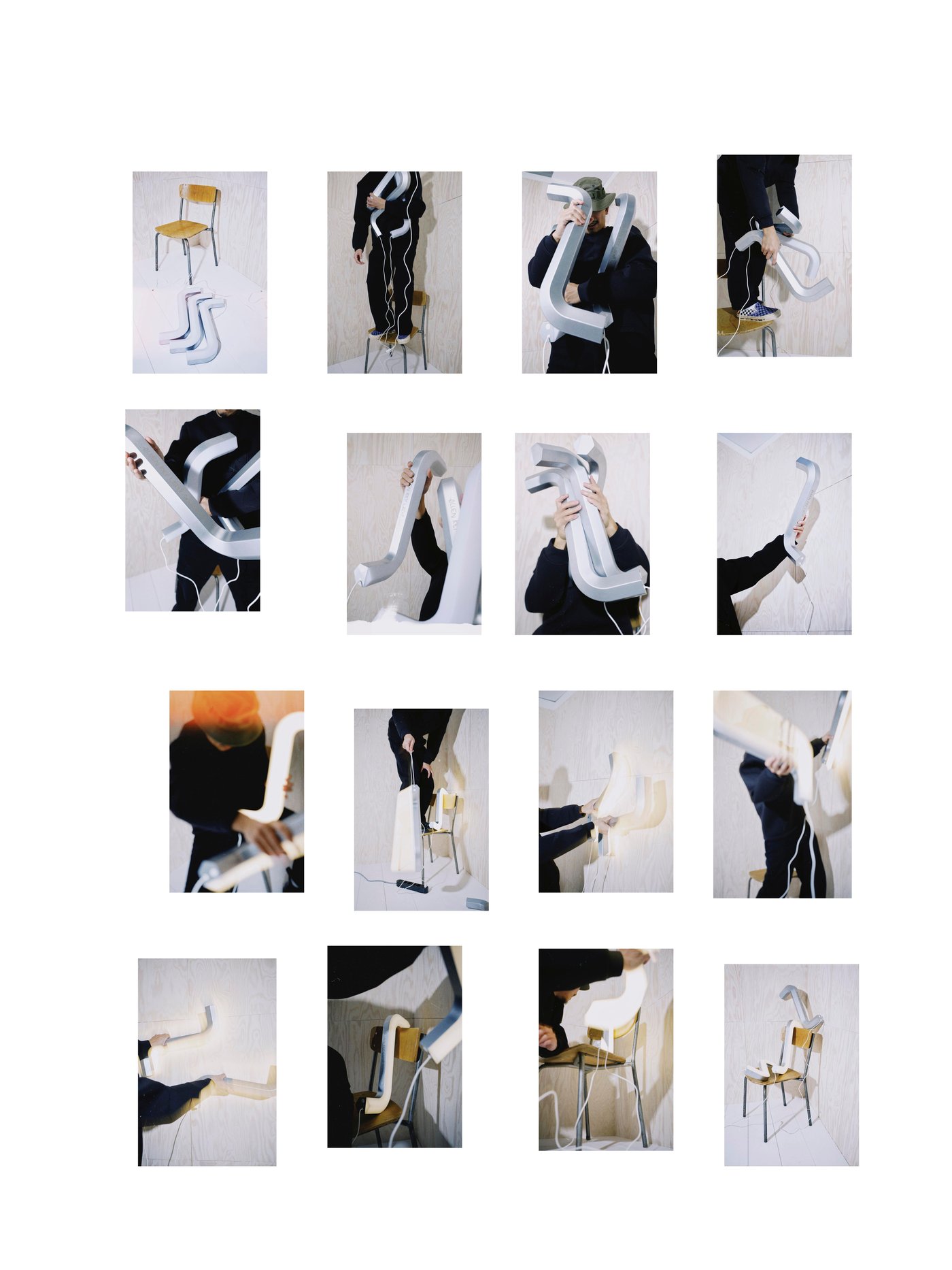 A collection of photographs of allen key lights being held in different poses.