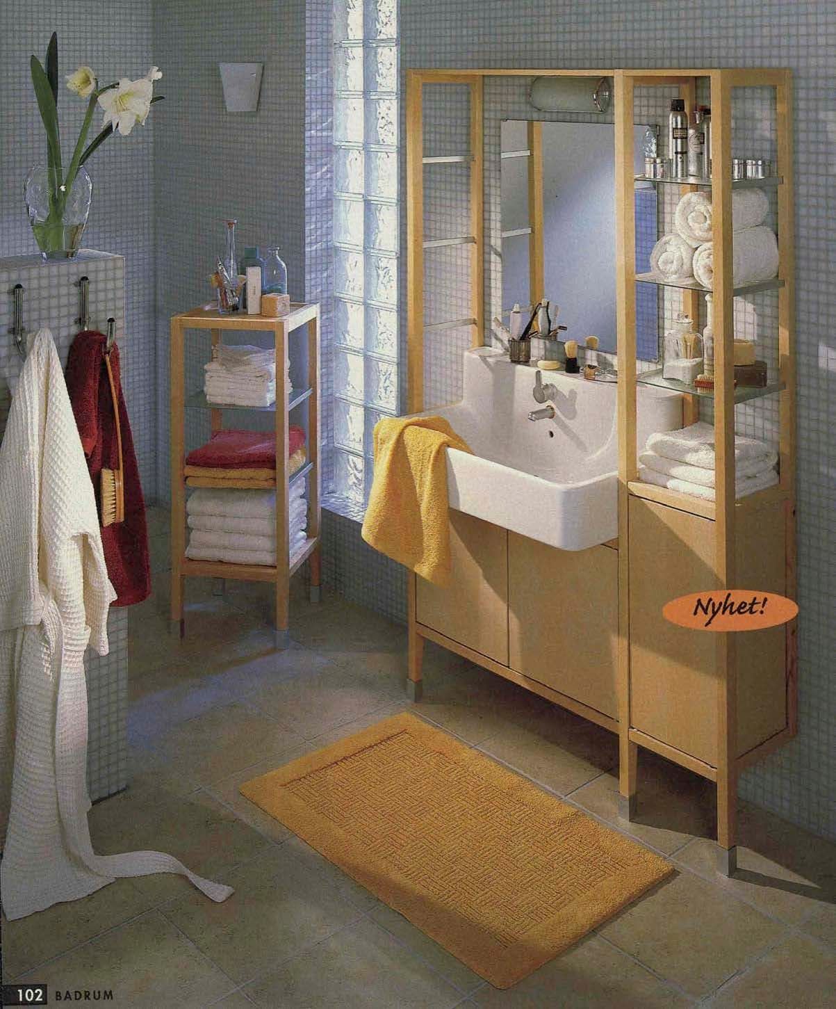 ÅNN bathroom series, featuring a birch bathroom unit, with the white ÅNN washbasin in a bathroom
