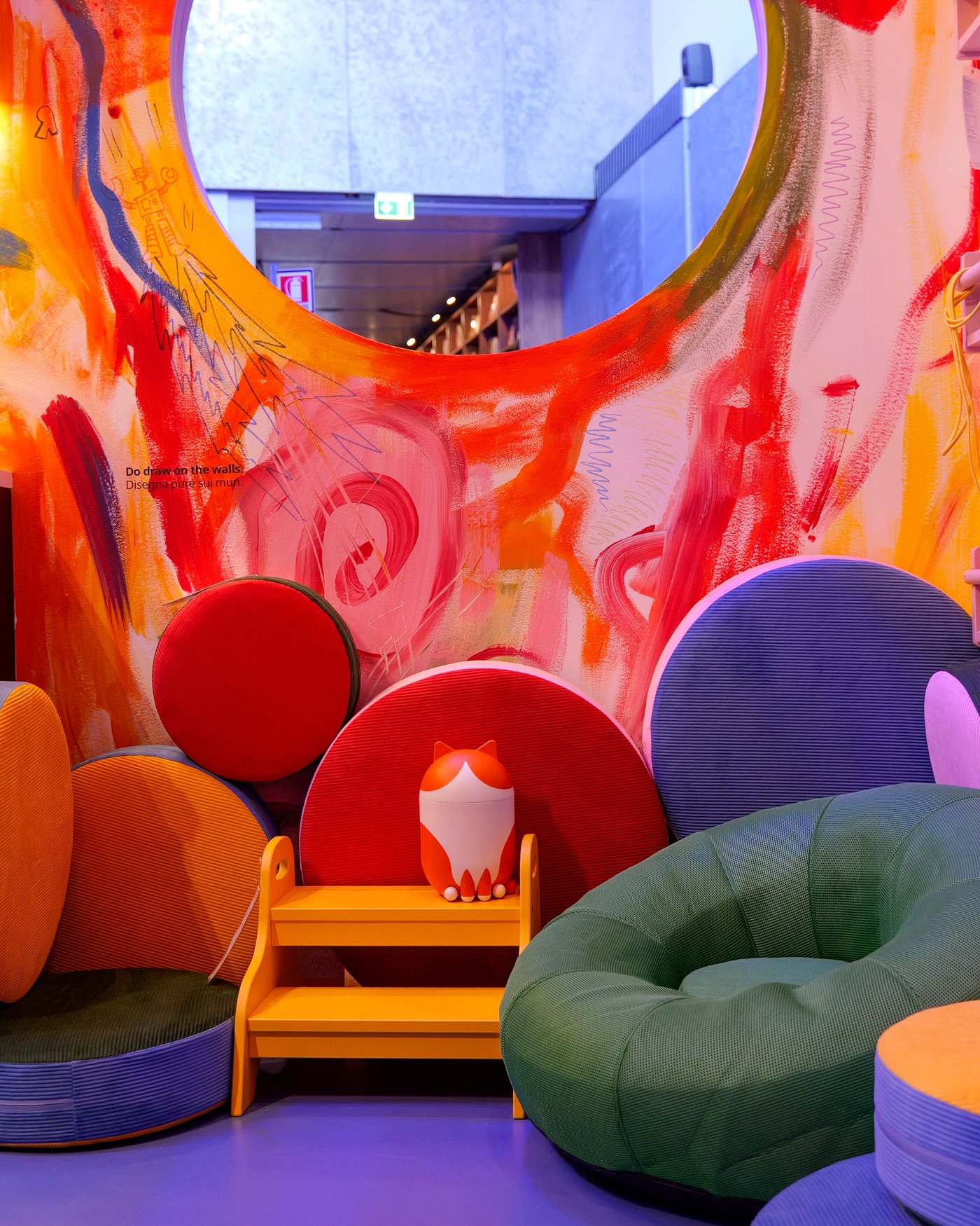 A colourful roomset at the exhibition.