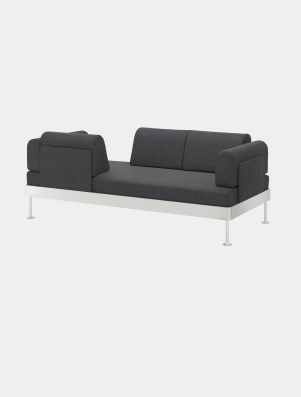 Dark grey daybed on a grey background.