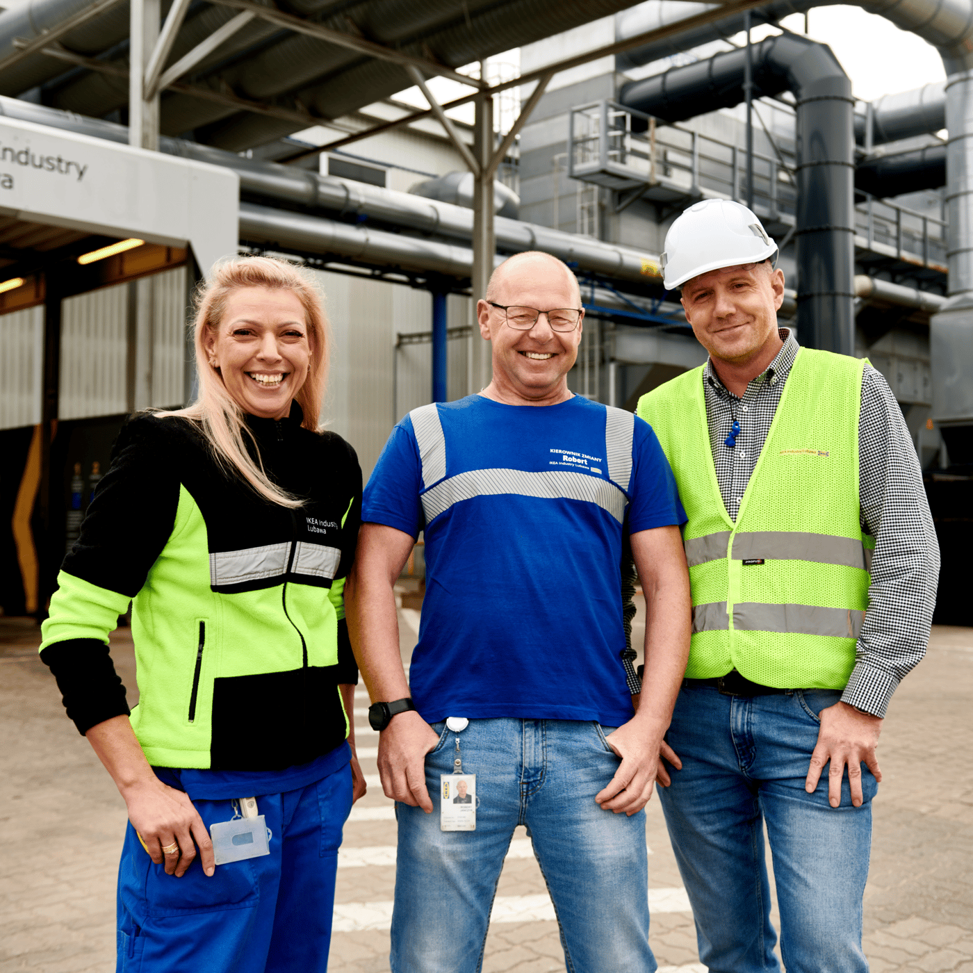 Three IKEA Industry co-workers on site in Poland.