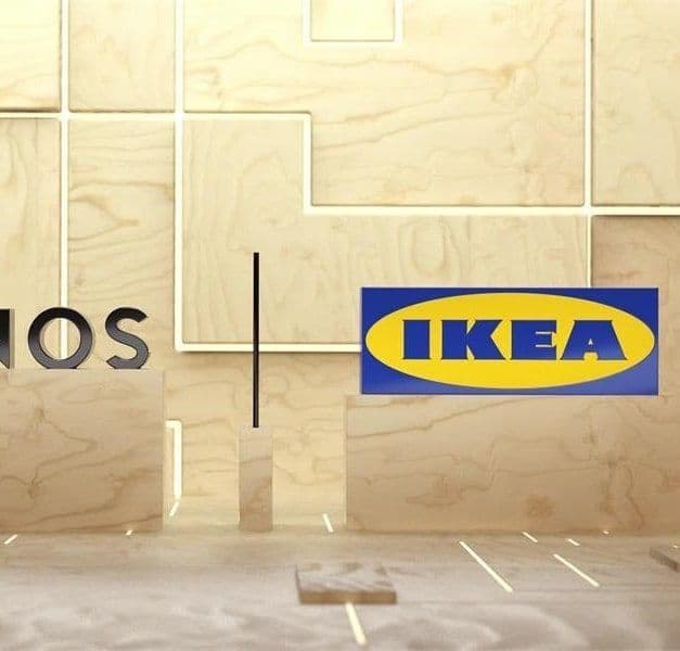 A wood backdrop with the SONOS and IKEA logos.