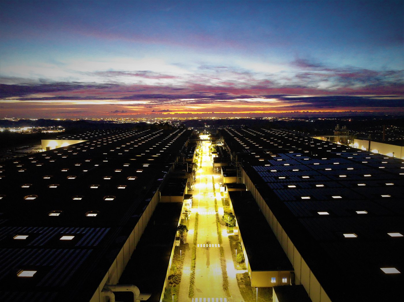 The IKEA Industry site in Paços de Ferreira at sunset.