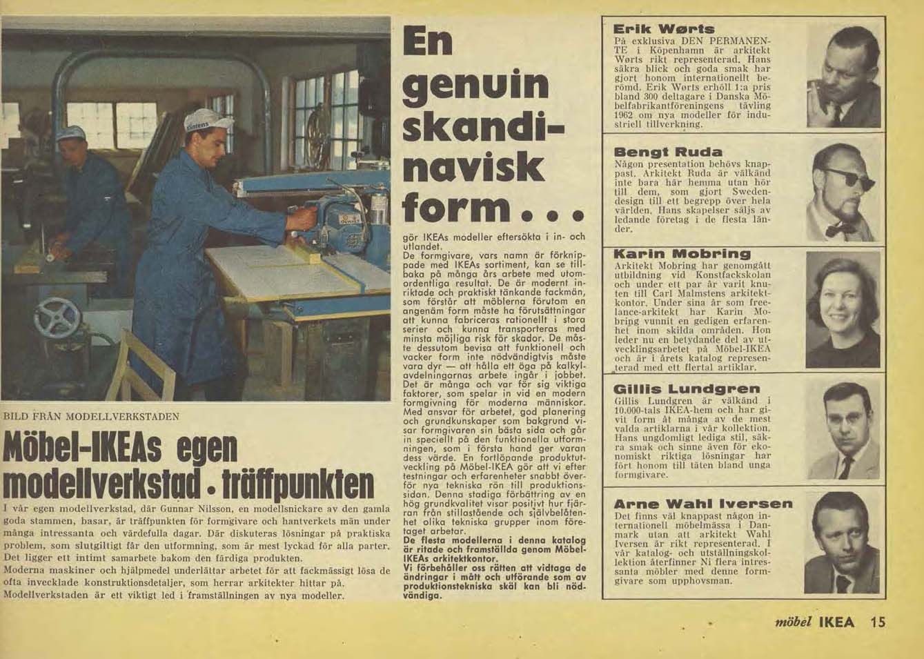 A page from the 1966 IKEA catalogue, featuring Karin Mobring.
