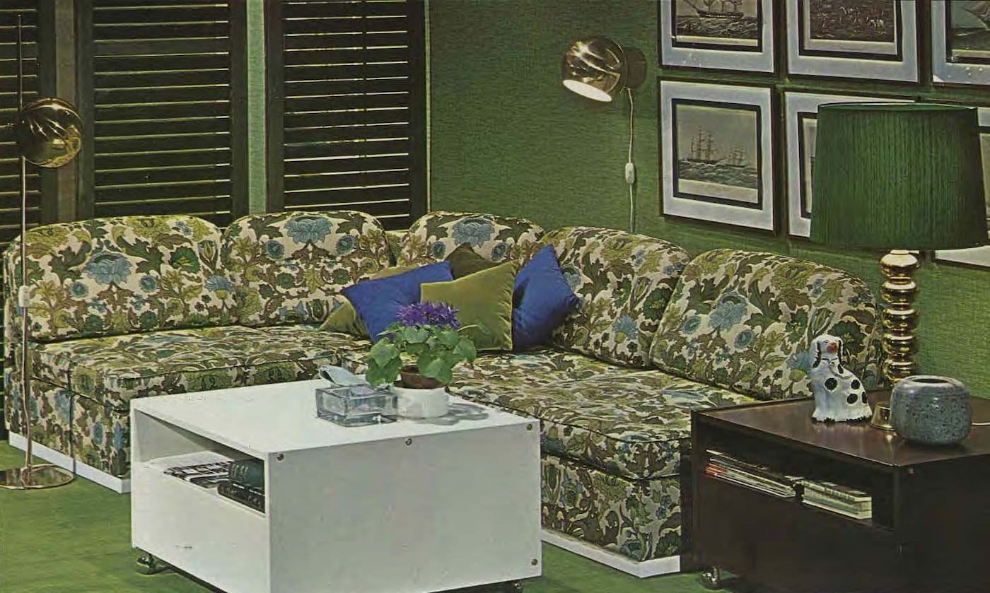 A green living room from the 1973 IKEA catalogue