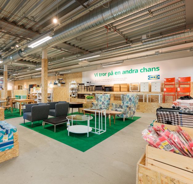 The interior of an IKEA Secondhand shop in Sweden