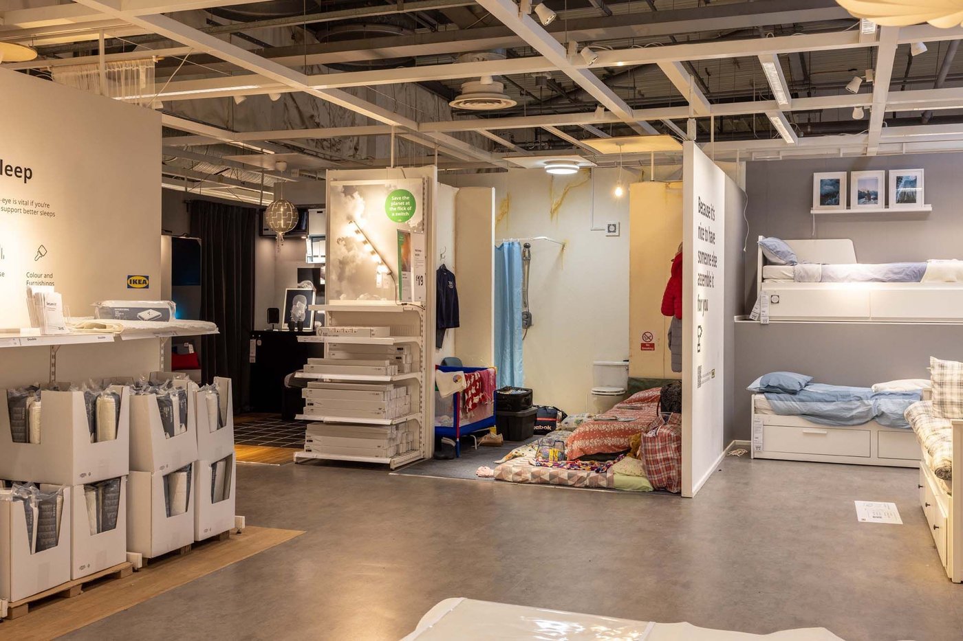 The real-life roomset beside the bedroom department at the IKEA Birmingham store.