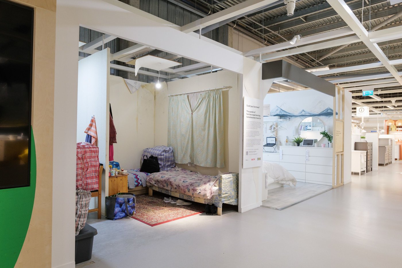 Two beds crammed into the corner of the Bristol store's real-life roomset.