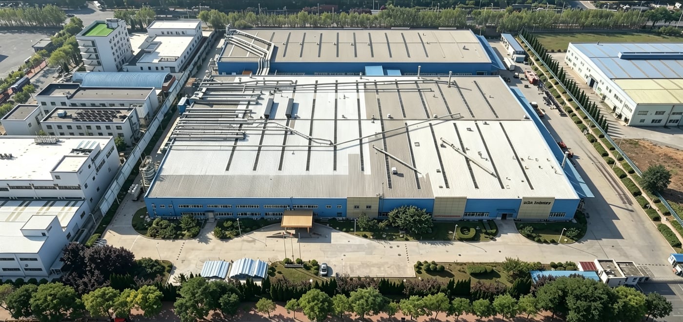 An aerial view of the Dalian factory.