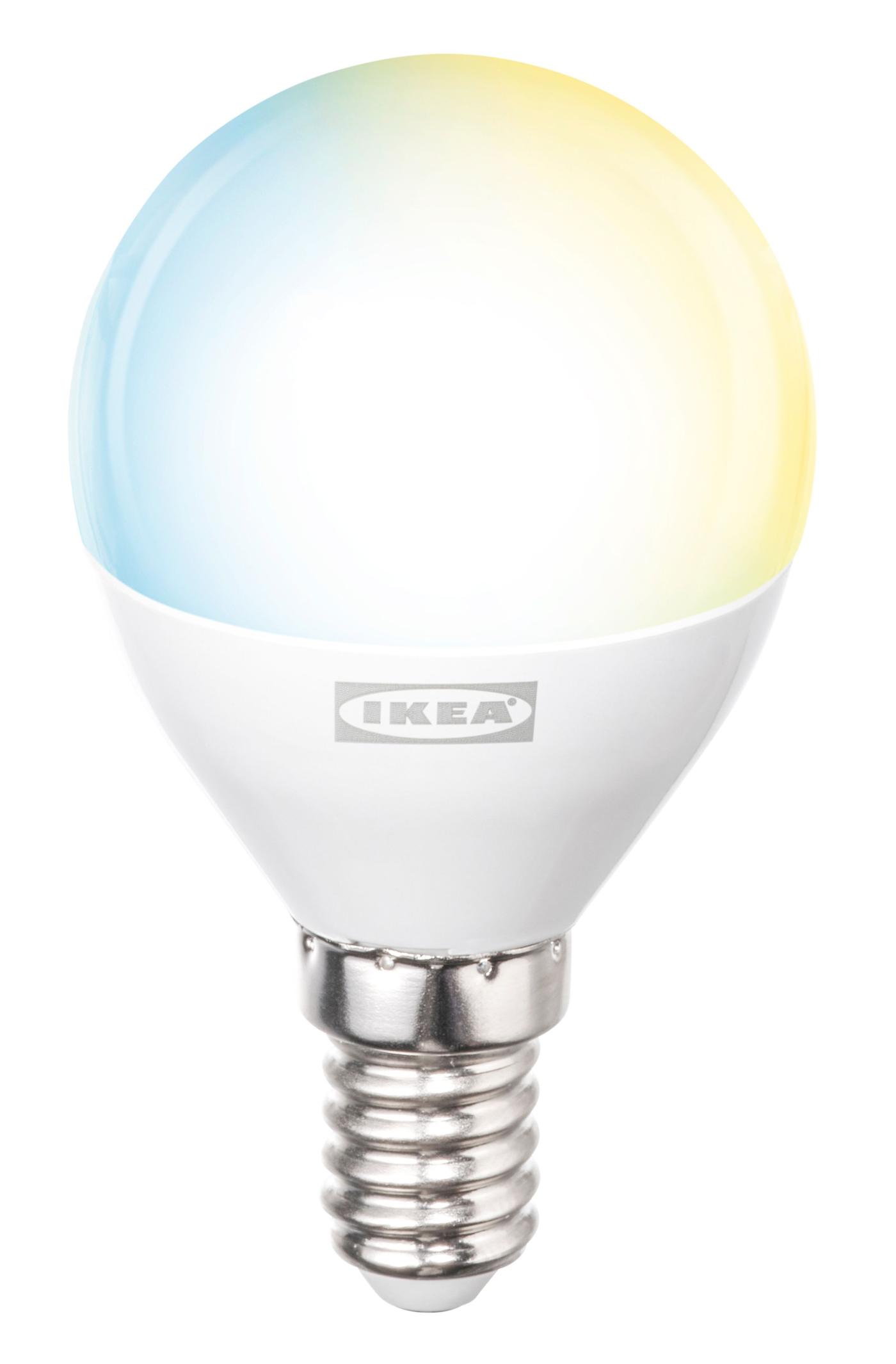 Compact E14 standard globe-shaped bulb with multicoloured light, shown against a transparent background.