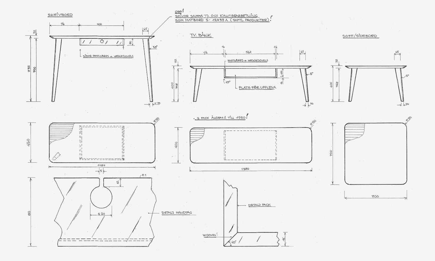 Drawing of the LISABO desk
