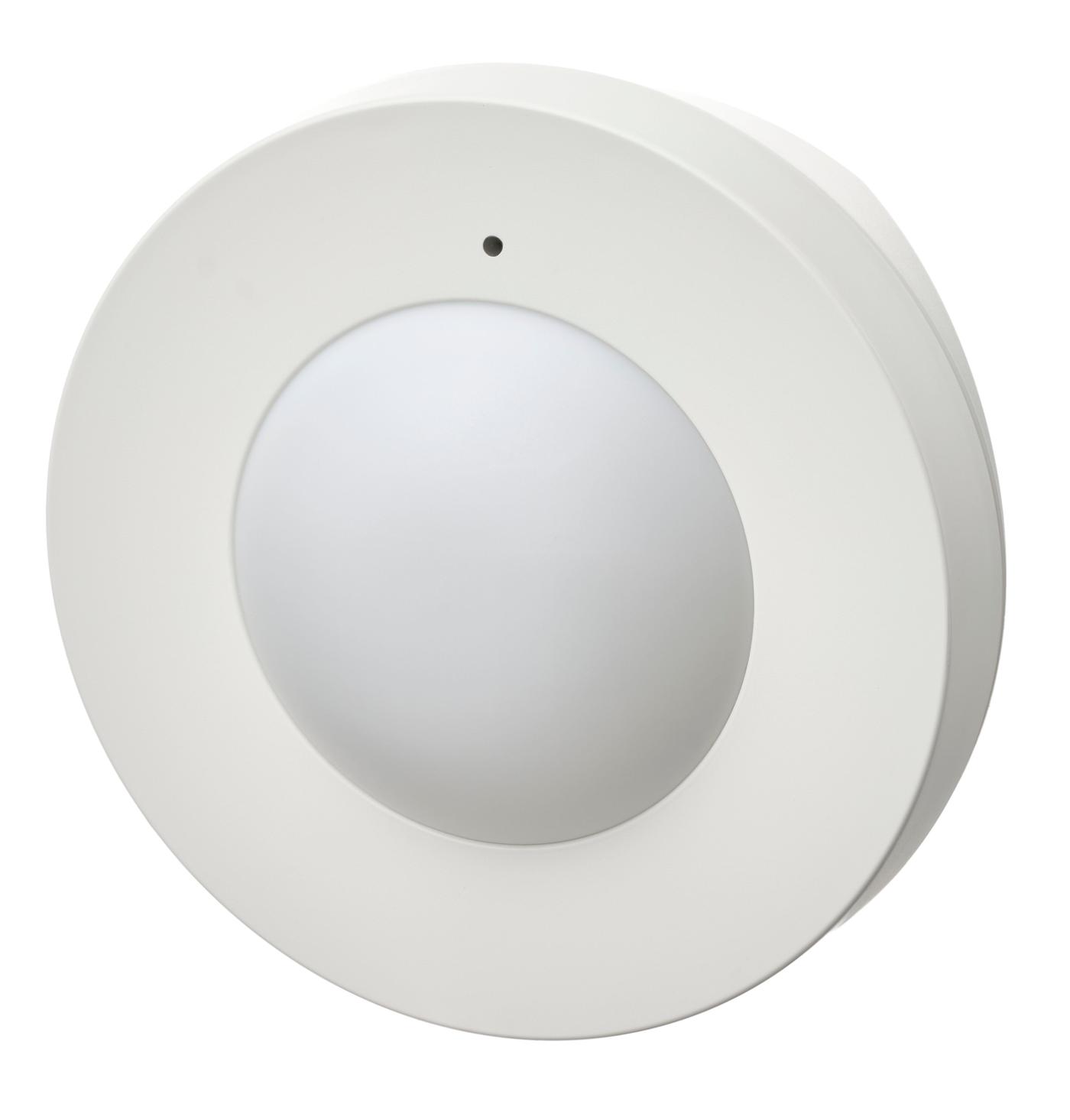 White round MYGGSPRAY motion sensor shown against a transparent background.